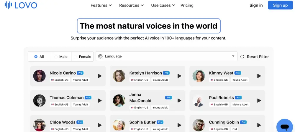 LOVO AI Features