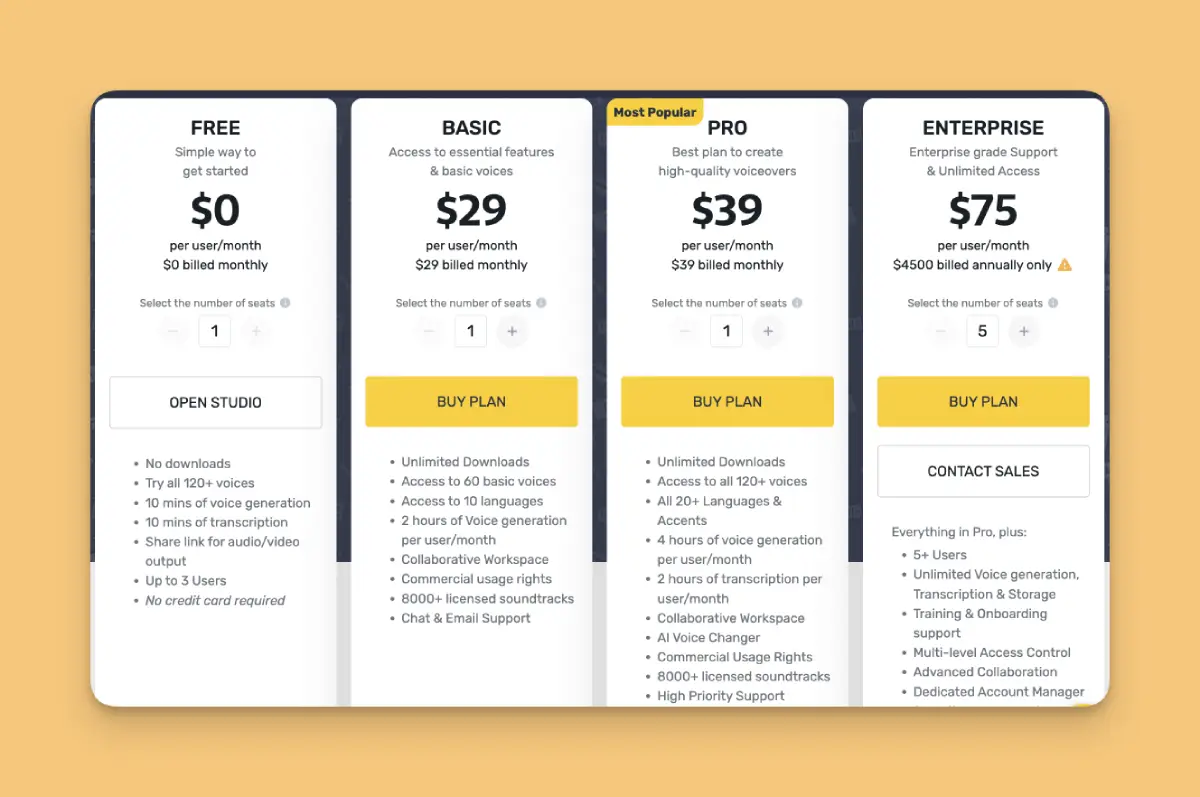 Murf.AI Pricing & Plans