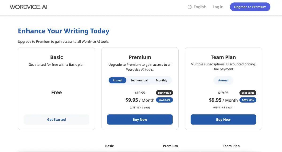 Wordvice AI Pricing, Plans & Accessibility