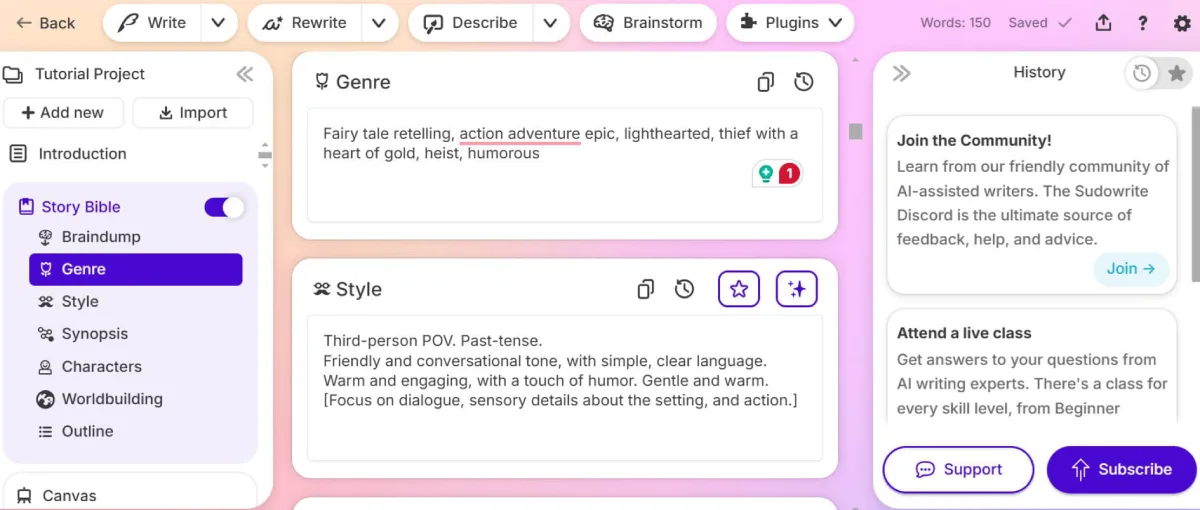 Sudowrite Features